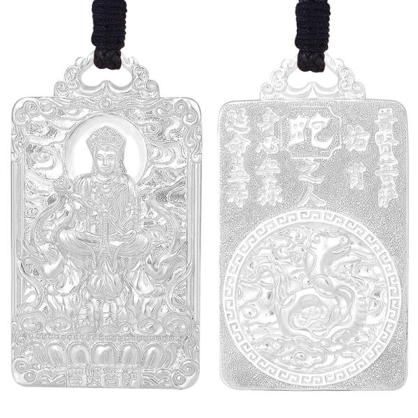Pt950 Platinum Chinese Zodiac Snake Guardian - Samantabhadra Buddha Pendant